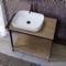 Console Sink Vanity With Ceramic Vessel Sink and Natural Brown Oak Shelf